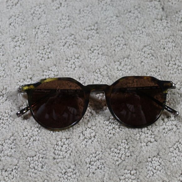 Salvatore Ferragamo Tortoise / Gunmetal SF2845S Round Frame Sunglasses EUC main image 8